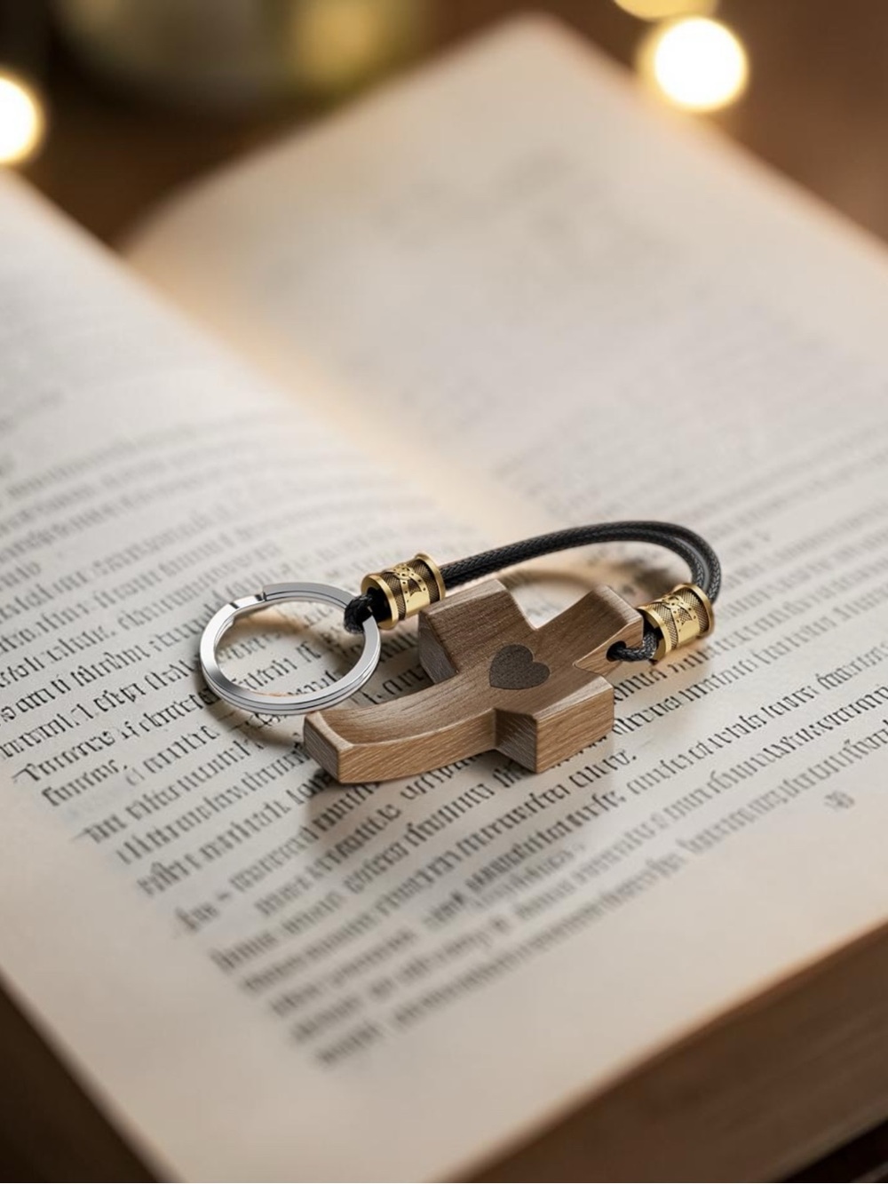 Wooden cross keychain use with smartphone to receive a new Bible verse each day - Picture 4 of 9